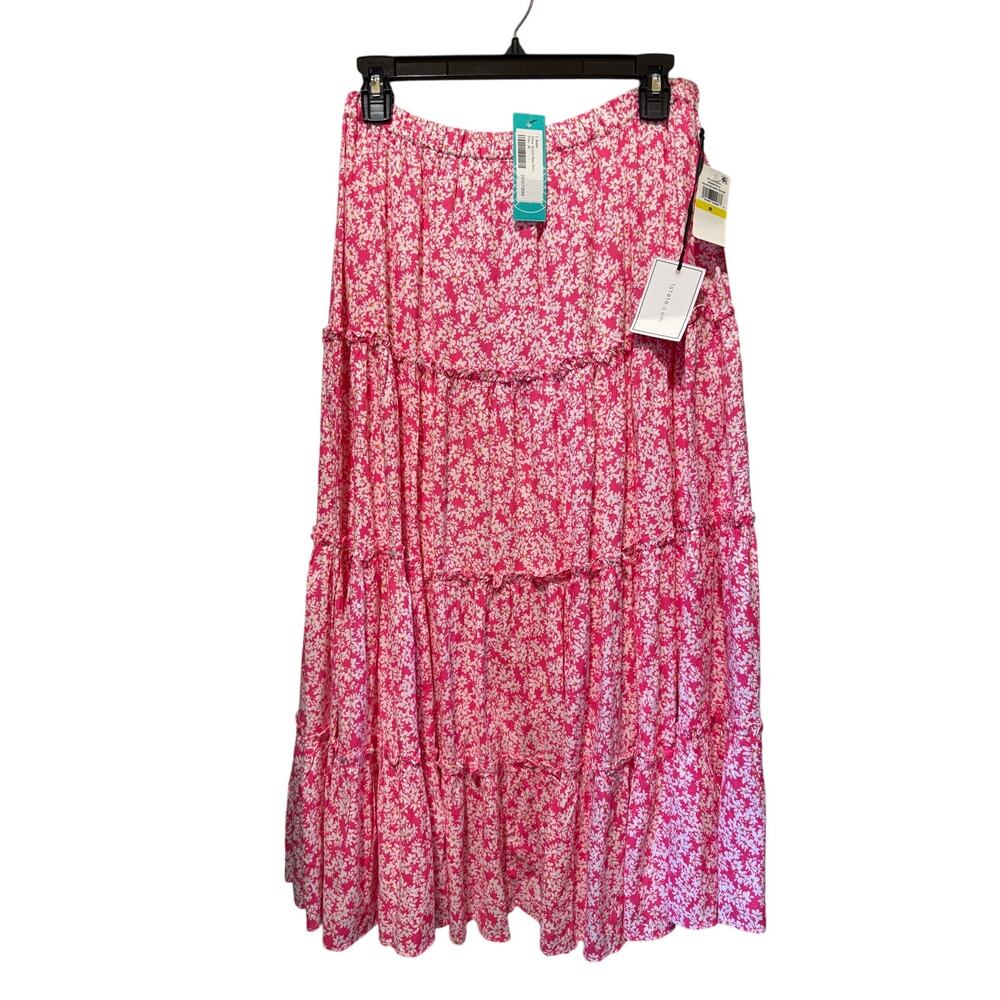 NWT 1.State Daisy Splash Boho Tiered Maxi Skirt Size M